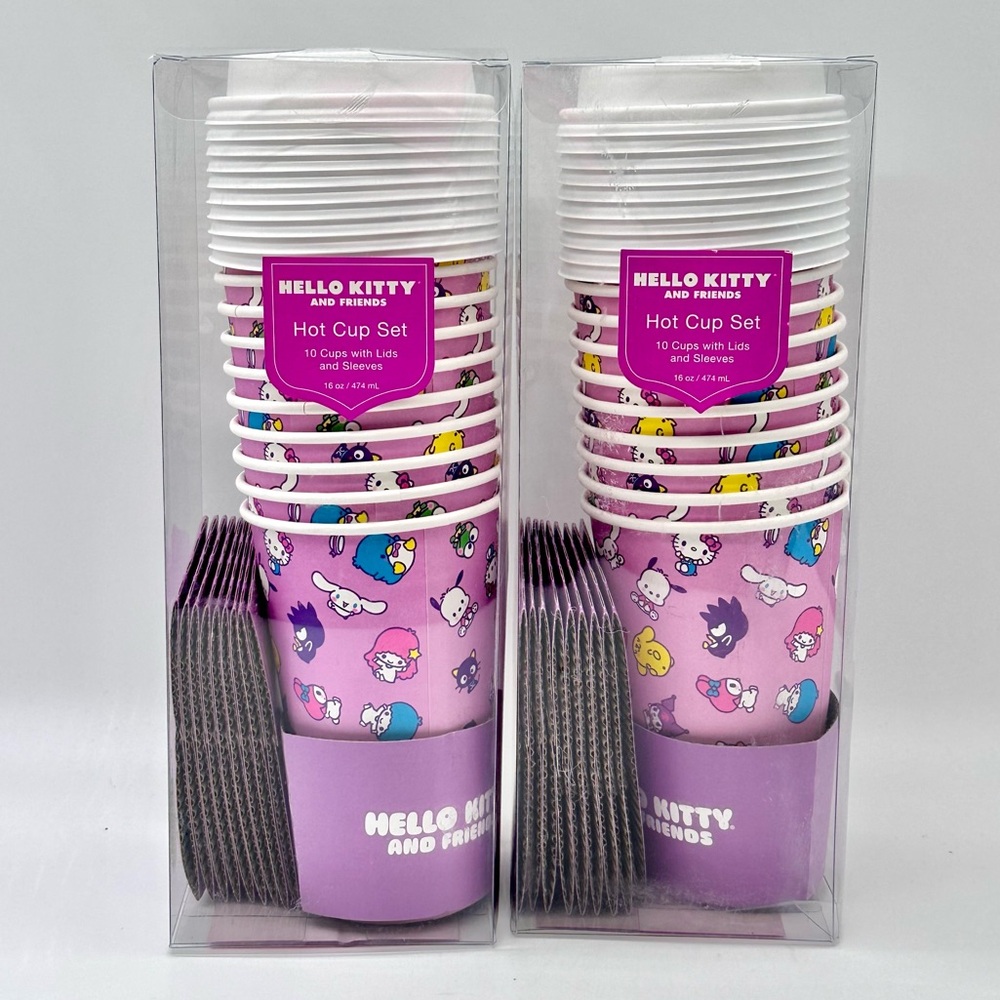 Sanrio Hello Kitty and Friends Hot Cup with Lids and Sleeves - Set of 20 Cups
